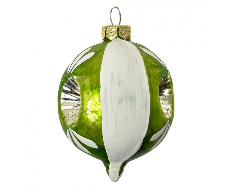 Christmas Bauble ? 5x7 Cm Green White Glass - ? 5*7 cm Clayre & Eef