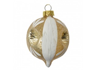Christmas Bauble ? 5x7 Cm Grey White Glass - ? 5*7 cm