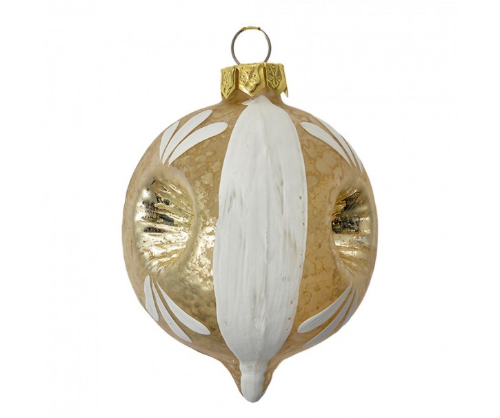 Christmas Bauble ? 5x7 Cm Grey White Glass - ? 5*7 cm Clayre & Eef