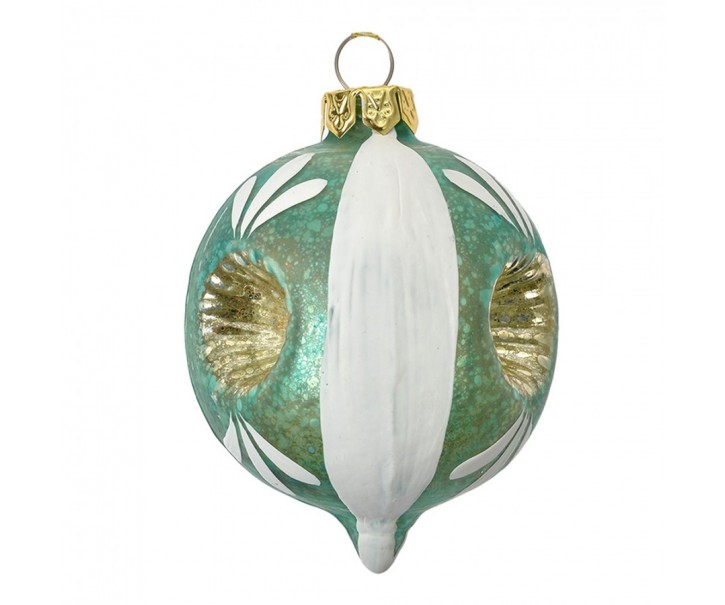 Christmas Bauble ? 5x7 Cm Blue White Glass - ? 5*7 cm Clayre & Eef
