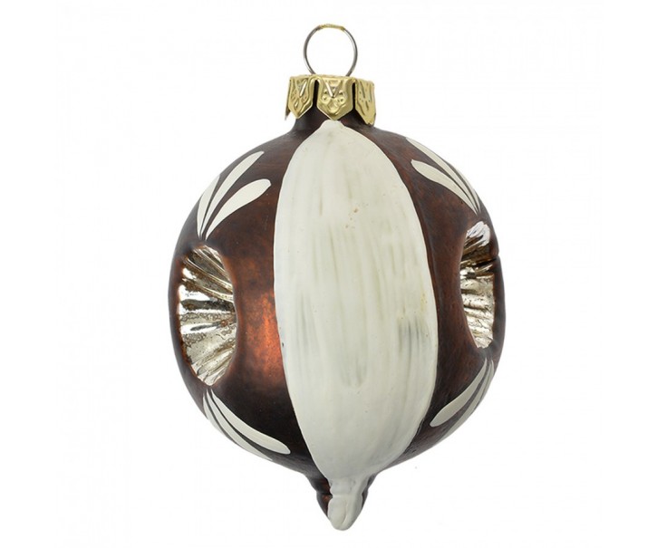 Christmas Bauble ? 5x7 Cm Brown White Glass - ? 5*7 cm Clayre & Eef