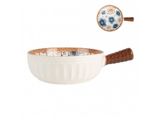 Keramická miska s květy a rukojetí - 22*16*6 cm / 500 ml