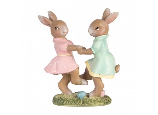 Decorative Figurine Rabbits 8x3x8 Cm Beige Plastic - 8*3*8 cm