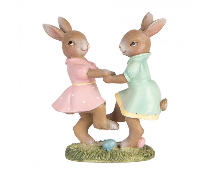 Decorative Figurine Rabbits 8x3x8 Cm Beige Plastic - 8*3*8 cm Clayre & Eef