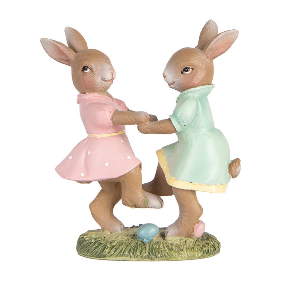 Decorative Figurine Rabbits 8x3x8 Cm Beige Plastic - 8*3*8 cm