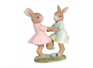 Decorative Figurine Rabbits 8x3x8 Cm Beige Plastic - 8*3*8 cm
