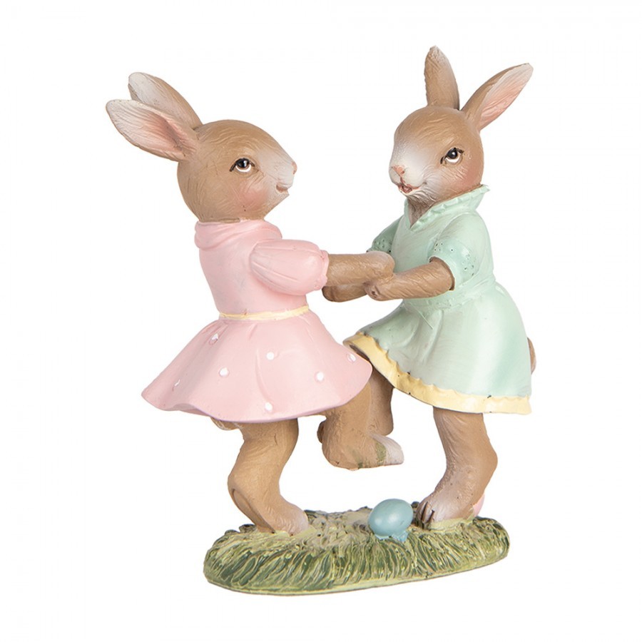 Decorative Figurine Rabbits 8x3x8 Cm Beige Plastic - 8*3*8 cm