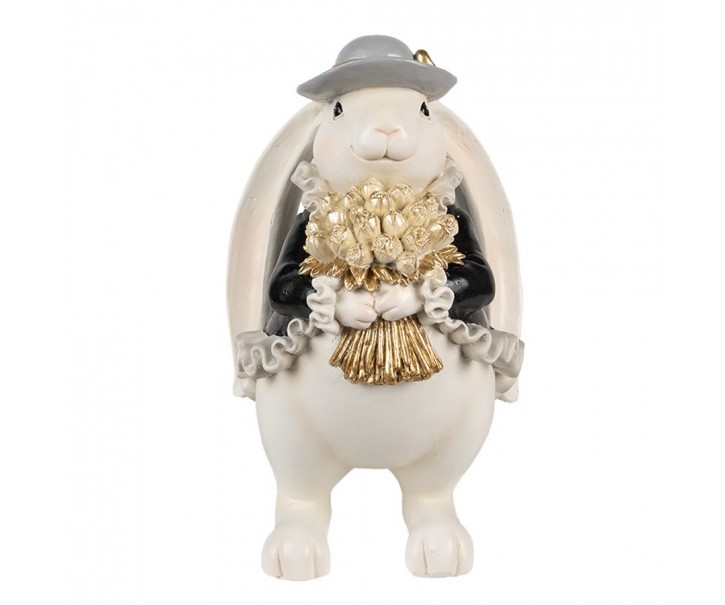Decorative Figurine Rabbit 22 Cm White Plastic - 14*13*22 cm Clayre & Eef