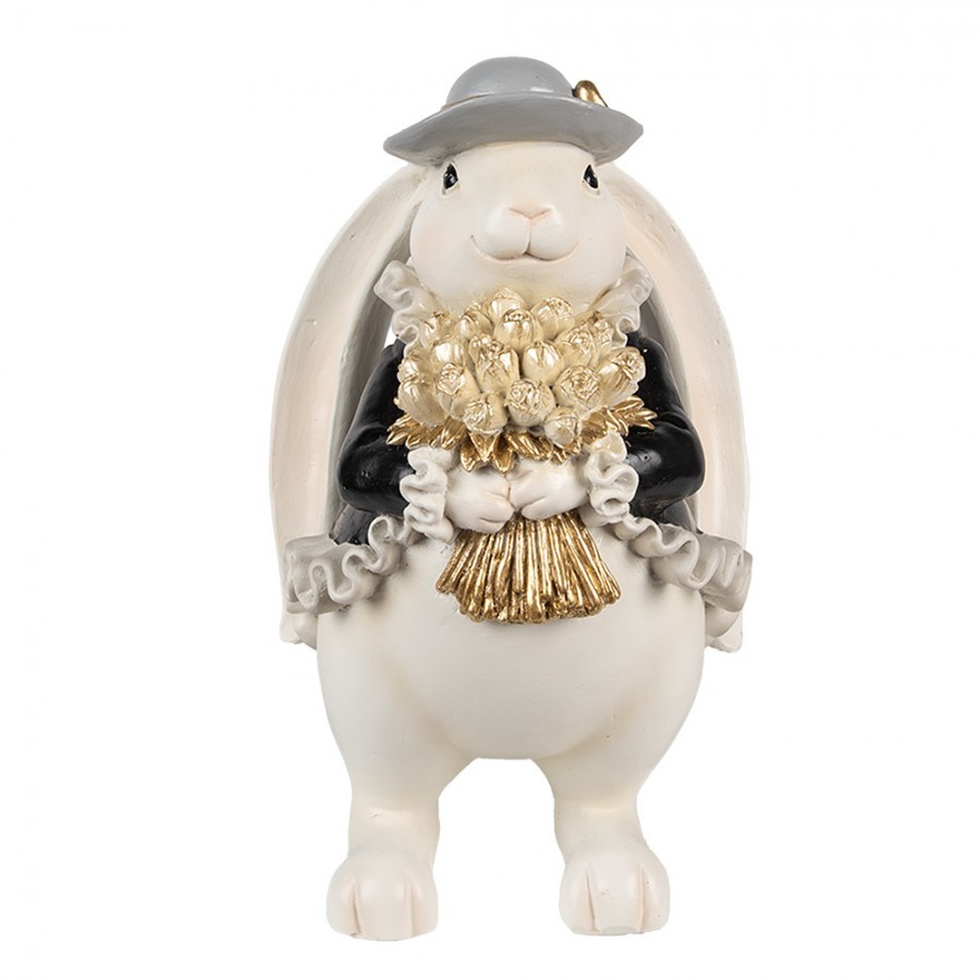 Decorative Figurine Rabbit 22 Cm White Plastic - 14*13*22 cm