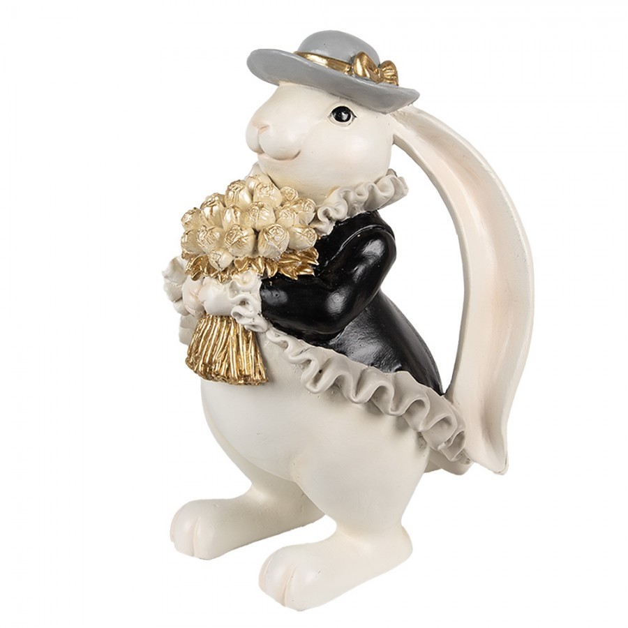 Decorative Figurine Rabbit 22 Cm White Plastic - 14*13*22 cm