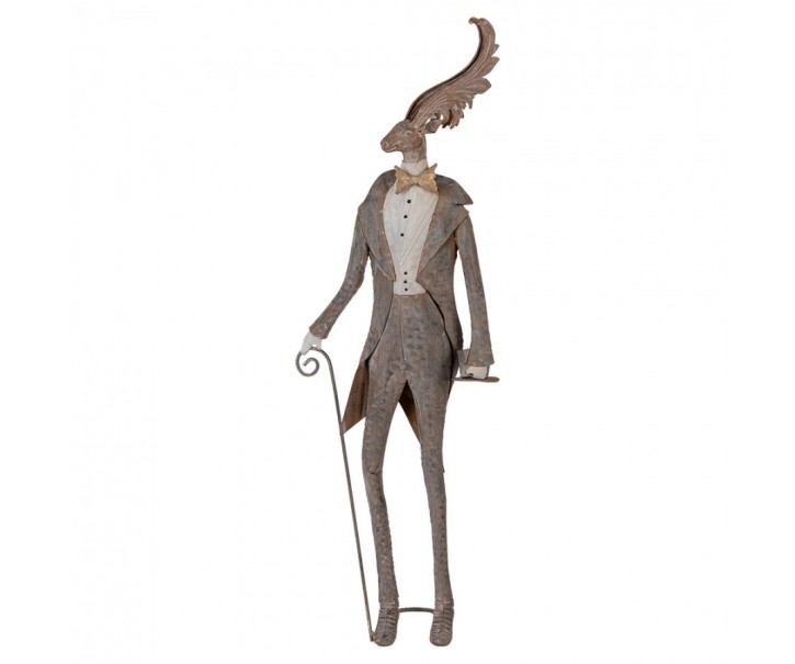 Hnědá antik kovová dekorace jelen Deer - 27*15*84 cm Clayre & Eef