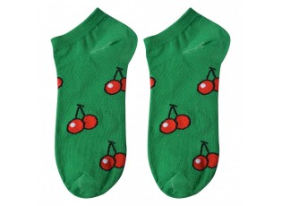 Zelené veselé kotníkové ponožky Cherries - 36-41
