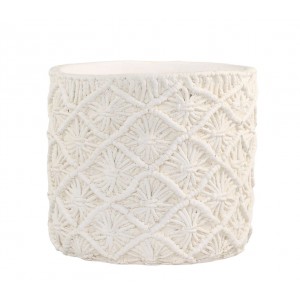 Krémový obal na květináč s pleteným vzorem Corte - Ø 22*21cm
