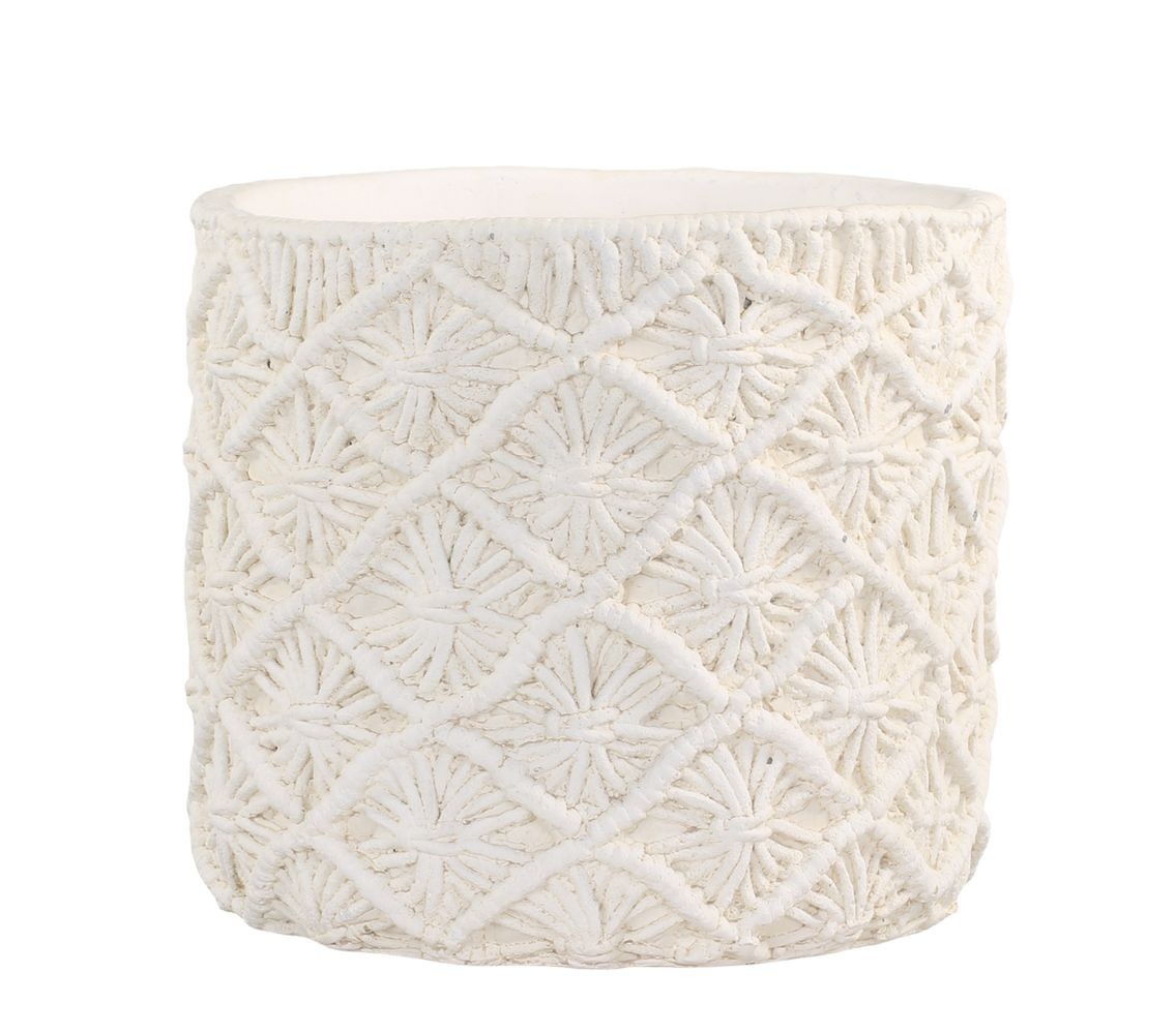 Krémový obal na květináč s pleteným vzorem Corte - Ø 22*21cm