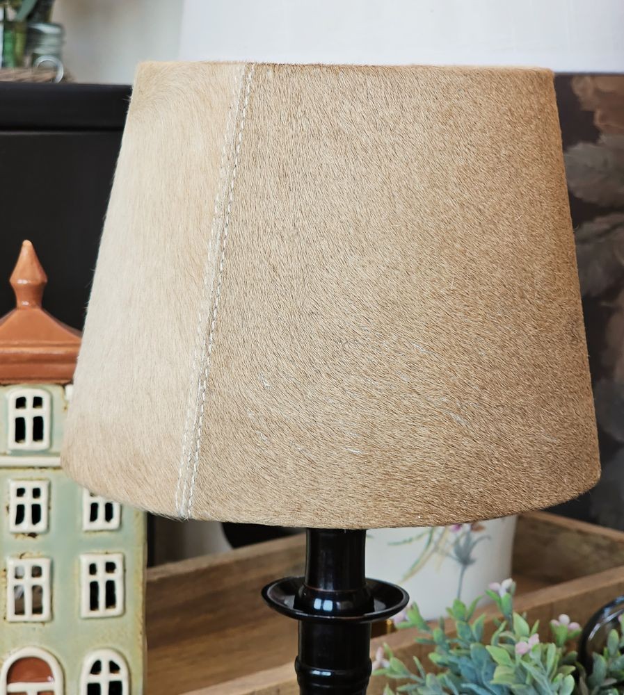 Světle hnědé stínidlo na lampu z hovězí kůže - Ø 20 * Ø 15*15cm
