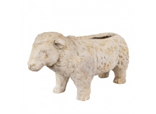 Béžový antik dekorační květináč ovečka Farm Brocante - 48*19*26 cm