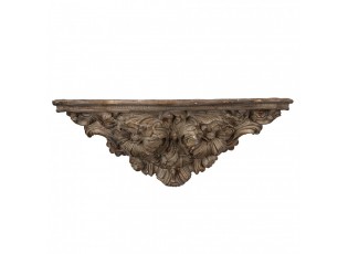 Hnědá nástěnná dekorační police s ornamenty Solangé - 73*21*29 cm