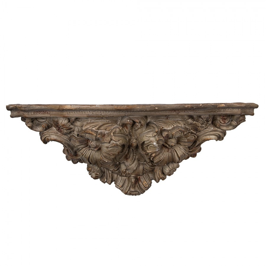 Hnědá nástěnná dekorační police s ornamenty Solangée - 73*21*29 cm