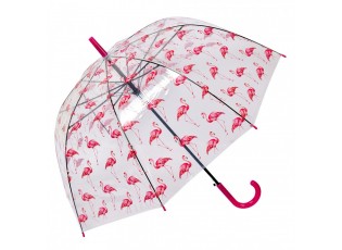 Průhledný deštník s plameňáky Flamingo - Ø 90*82 cm
