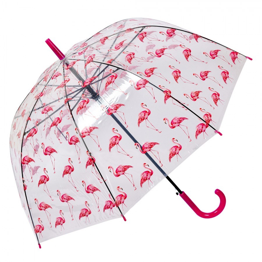 Průhledný deštník s plameňáky Flamingo - Ø 90*82 cm