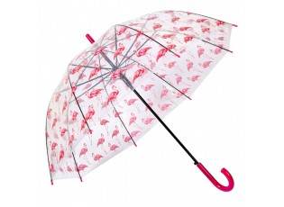 Průhledný deštník s plameňáky Flamingo - Ø 90*82 cm