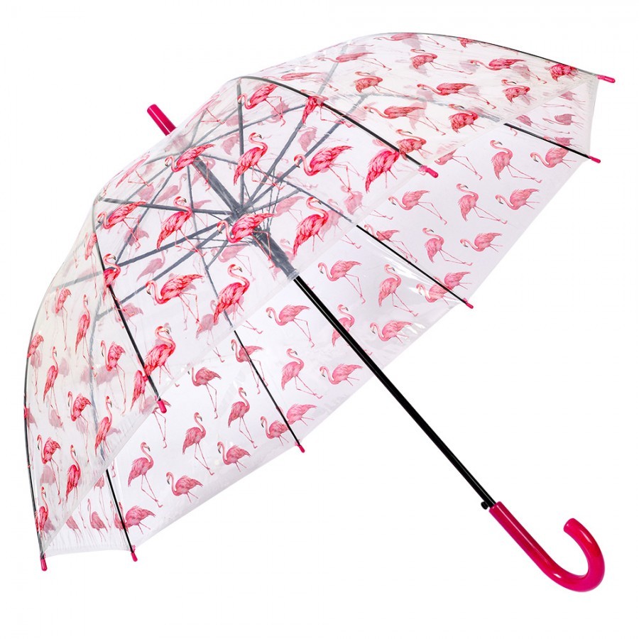 Průhledný deštník s plameňáky Flamingo - Ø 90*82 cm
