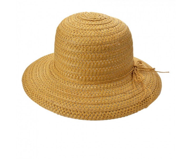 Hnědý dámský slaměný sluneční klobouk - 57cm Clayre & Eef