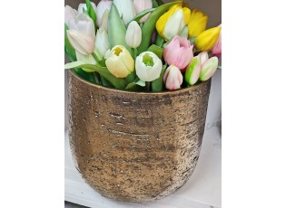 Zlatý antik keramický obal na květináč Nice Gold - Ø 22*20 cm