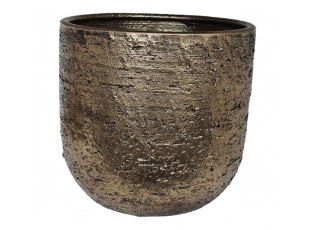 Zlatý antik keramický obal na květináč Nice Gold - Ø 22*20 cm