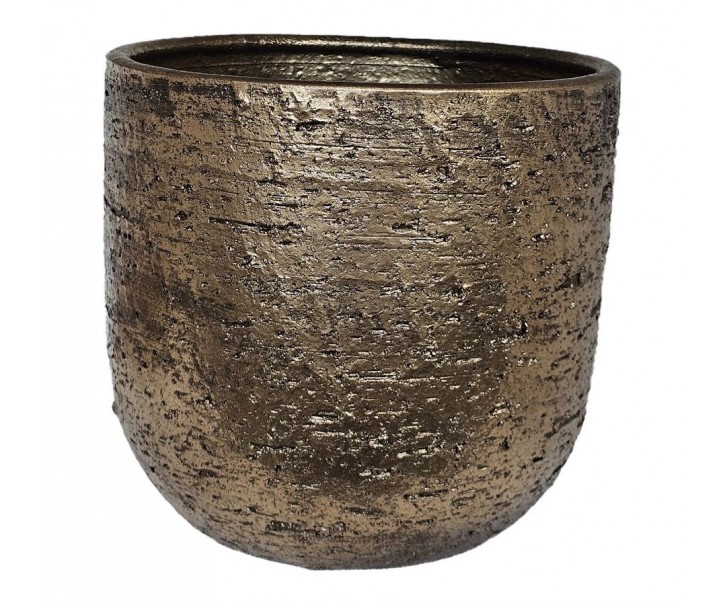 Zlatý antik keramický obal na květináč Nice Gold - Ø 22*20 cm