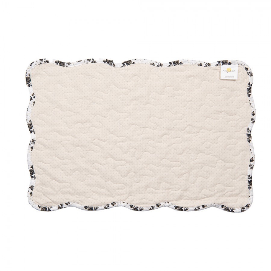 Placemats Set Of 6 48x32 Cm White Polyester Flowers - (6) 48*32 cm