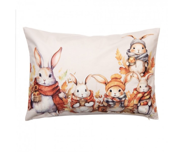 Cushion Cover 35x50 Cm Beige Polyester Rabbits Rectangle - 35*50 cm Clayre & Eef