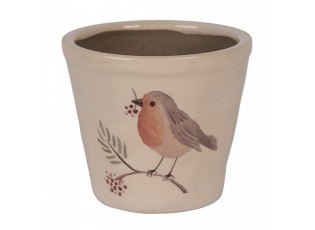 Keramický květináč s ptáčkem Vintage Green Pine S - Ø 12*11 cm