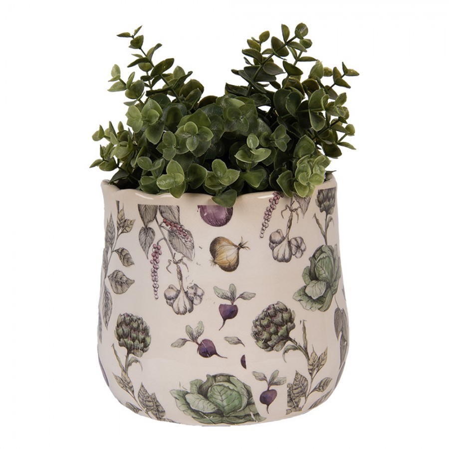 Keramický obal na květináč zelenina The Kitchen Garden M - Ø 18*16 cm