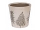 Béžový obal na květináč se stromky Natural Pine Trees - Ø 17*16 cm