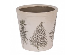 Béžový obal na květináč se stromky Natural Pine Trees - Ø 17*16 cm