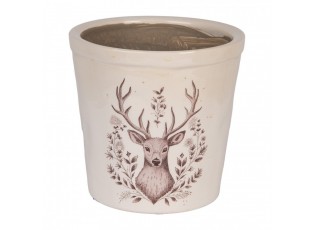 Béžový obal na květináč s jelenem Gentle Wilderness L - Ø 17*16 cm
