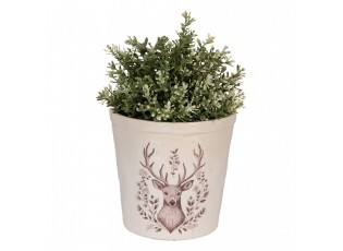 Béžový obal na květináč s jelenem Gentle Wilderness L - Ø 17*16 cm