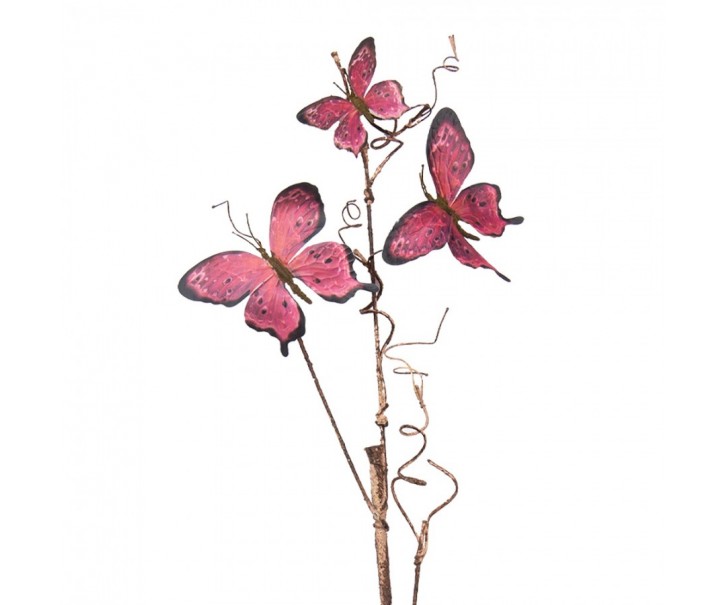 Dekorativní větev s růžovými motýlky Butterfly pink - 14*5*85 cm