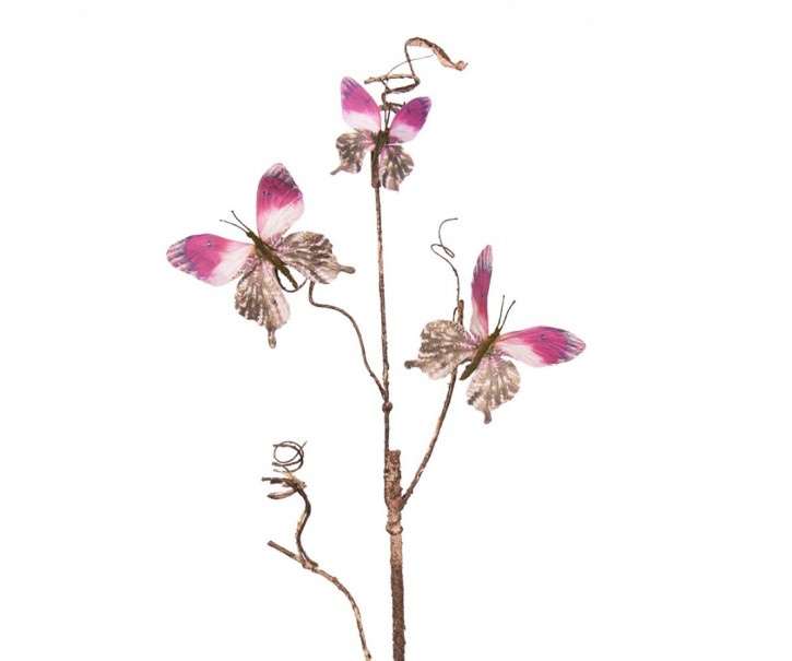 Dekorativní větev s motýlky Butterfly pink - 14*5*85 cm