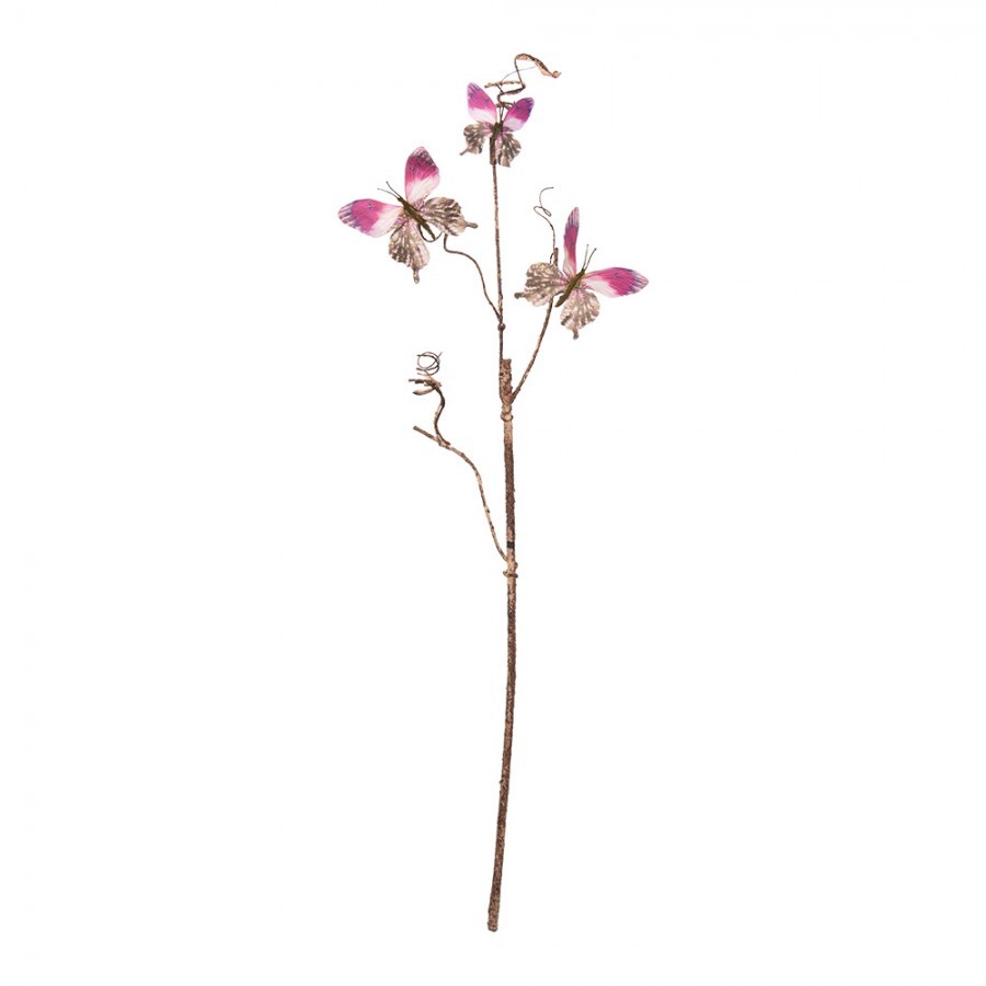 Dekorativní větev s motýlky Butterfly pink - 14*5*85 cm