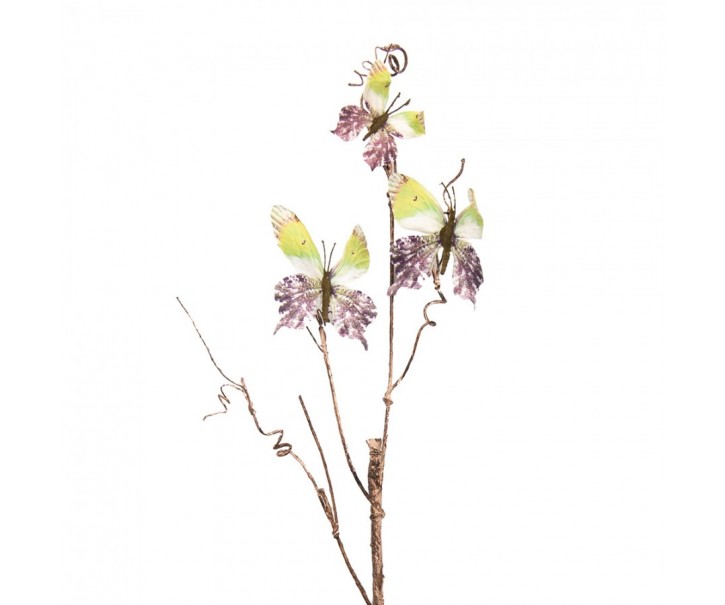 Dekorativní větev s motýlky Butterfly green - 14*5*85 cm