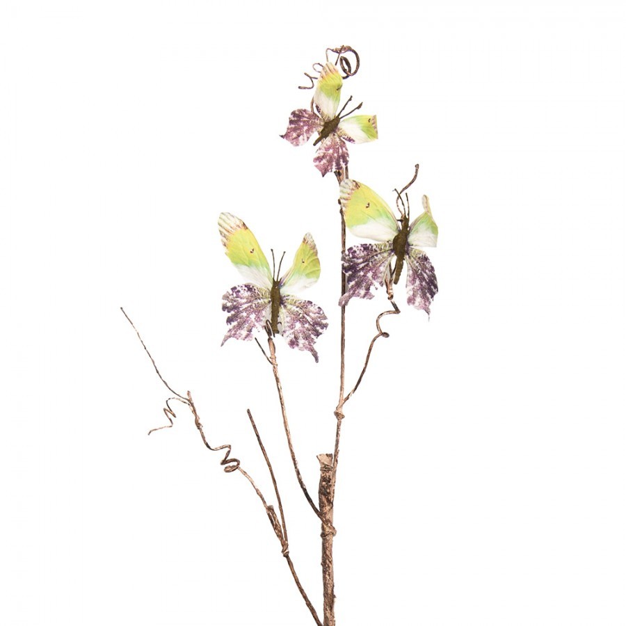 Dekorativní větev s motýlky Butterfly green - 14*5*85 cm