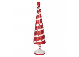Bílo-červená kovová dekorace vánoční stromek Christmas Tree L - Ø 13*49 cm
