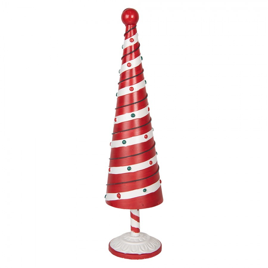 Bílo-červená kovová dekorace vánoční stromek Christmas Tree - Ø 13*49 cm