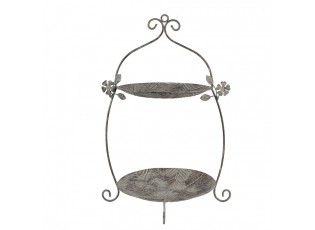 Zeleno-hnědý kovový dvoupatrový etažér - 34*32*50 cm