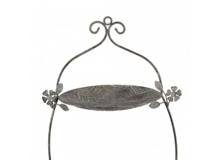 Zeleno-hnědý kovový dvoupatrový etažér - 34*32*50 cm