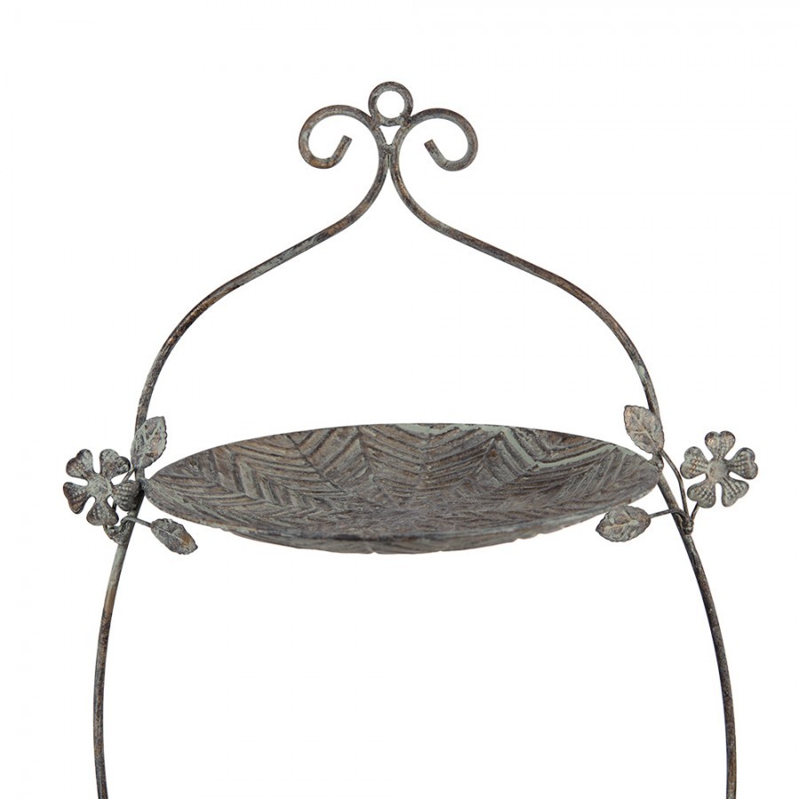 Zeleno-hnědý kovový dvoupatrový etažér - 34*32*50 cm
