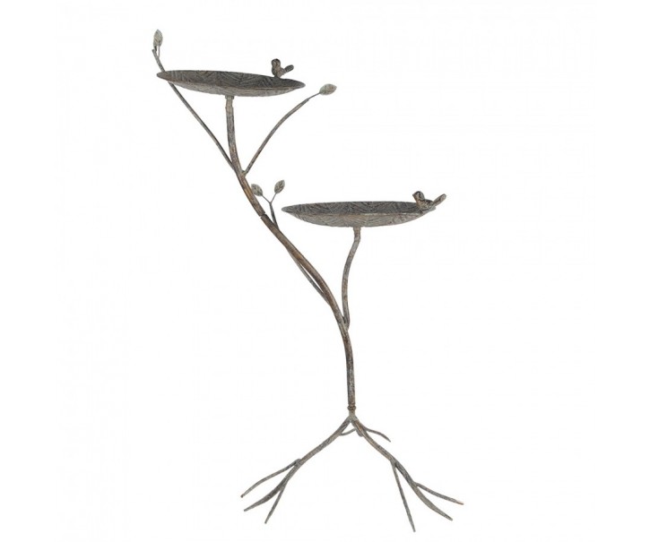Zeleno hnědé antik kovové krmítko pro ptáčky Birdie - 38*43*78 cm