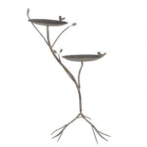 Zeleno hnědé antik kovové krmítko pro ptáčky Birdie - 38*43*78 cm